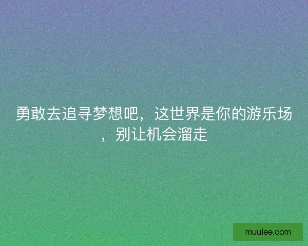 勇敢去追寻梦想吧，这世界是你的游乐场，别让机会溜走